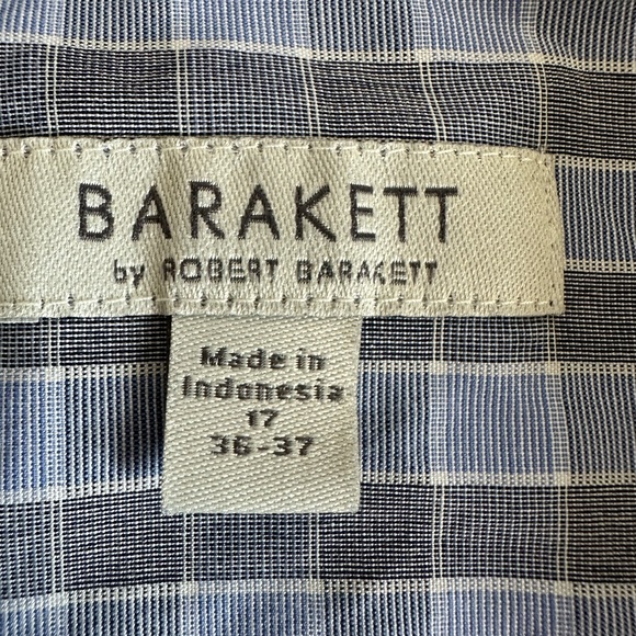 Barakett Men's Plaid Long Sleeve Button Down Shirt Blue Grey Size 17 36/37 - Picture 9 of 11